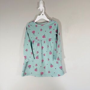 Carter’s Floral Jersey Dress Girl’s Size 4T Toddler Teal Long Sleeves
